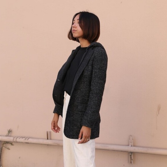 THAKOON Addition NEW Wool Blend Gray Melange Hooded Blazer Coat Jacket Size L - Picture 3 of 16